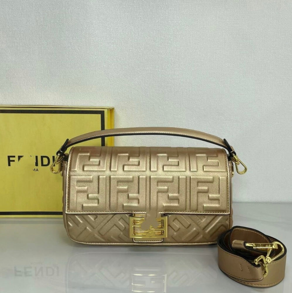FF Embossed Baguette Bag