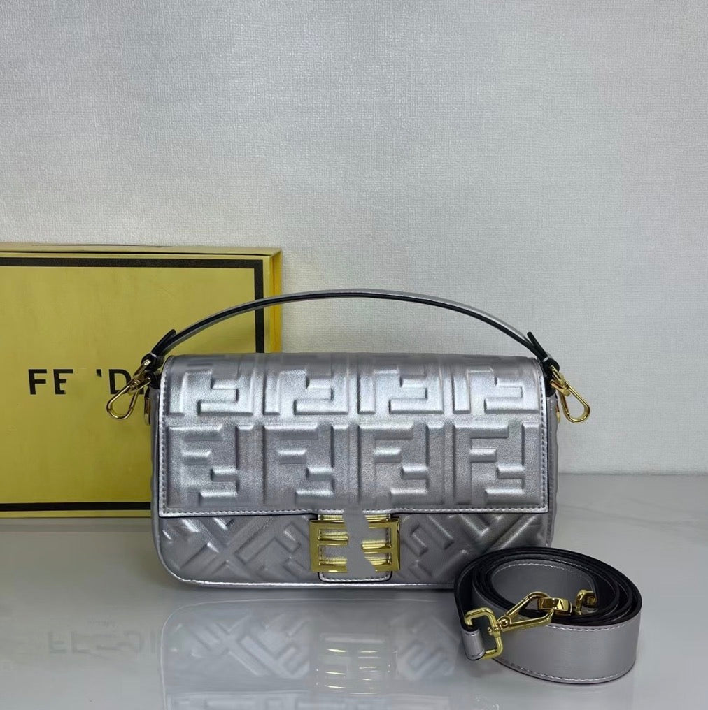 FF Embossed Baguette Bag